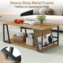 Rectangle Coffee Table 2-tier Industrial Accent Table with Storage Shelf and Compartment