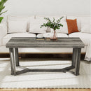 Rectangle Coffee Table Rubber Wood Base with Cross-Shaped Base-Gray