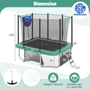 Rectangle Outdoor Trampoline 10 x 8 FT Heavy-Duty Trampoline with Basketball Hoop