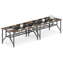 Rectangular Meeting Table with Mesh Storage Shelf and Cable Grommet-Rustic Brown