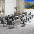 Rectangular Meeting Table with Mesh Storage Shelf and Cable Grommet-Rustic Brown