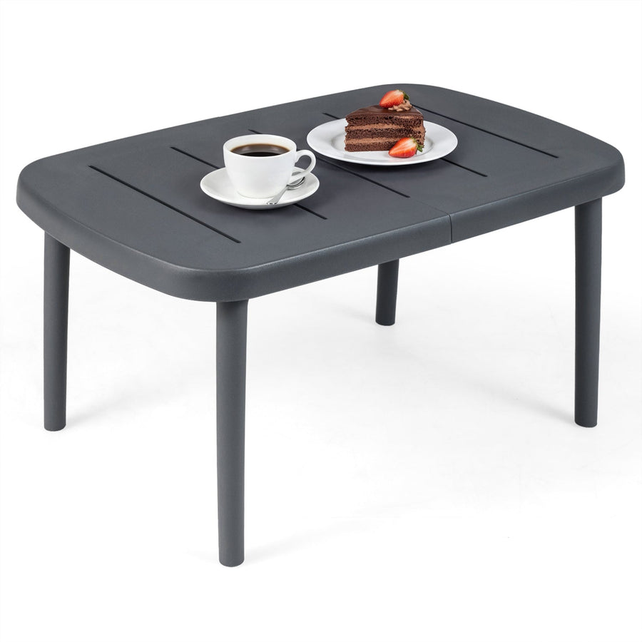 Rectangular Patio Storage Side Table with Aluminum Alloy Rods for Poolside
