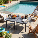 Rectangular Patio Storage Side Table with Aluminum Alloy Rods for Poolside