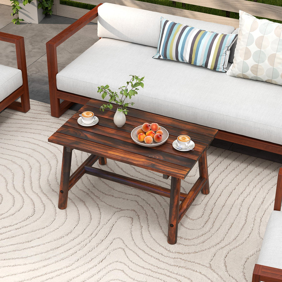 Solid Wood Patio Coffee Table with Slatted Tabletop