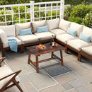 Solid Wood Patio Coffee Table with Slatted Tabletop