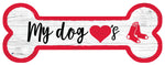Boston Red Sox Baseball Dog Bone White Wooden Sign