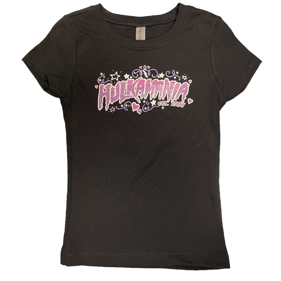 Black Glitter Hulkamania Girls Youth T-Shirt