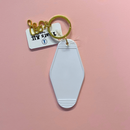 Ride of a Lifetime Motel Style Keychain in White with Gold Hardware