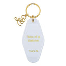 Ride of a Lifetime Motel Style Keychain in White with Gold Hardware