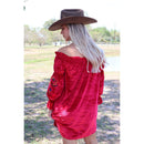 Rio Grande Embroidered Velvet Tunic Dress in Red [S & 2X Remaining]