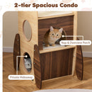 Rocket Cat Tree 47 Inch Large Wooden Cat Tower for Indoor Cats-Natural