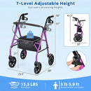 Rollator Walker with Seat and Height Adjustable Handles