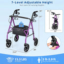 Rollator Walker with Seat and Height Adjustable Handles