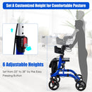 Folding Aluminum Rollator Walker with 8 inch Wheels and Seat