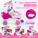 Roller Skates for Teens 4 Sizes Adjustable with Light-up Wheels for Boys Girls Ages 13+