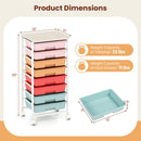 8-Drawer Rolling Storage Cart with Wooden Top and Lockable Wheels