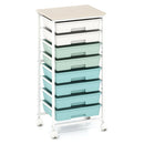 8-Drawer Rolling Storage Cart with Wooden Top and Lockable Wheels