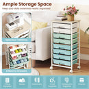 8-Drawer Rolling Storage Cart with Wooden Top and Lockable Wheels