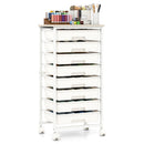 8-Drawer Rolling Storage Cart with Wooden Top and Lockable Wheels