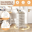 8-Drawer Rolling Storage Cart with Wooden Top and Lockable Wheels