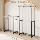 Rolling Clothes Rack Double Rod Garment Rack with Adjustable Height
