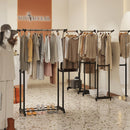 Rolling Clothes Rack Double Rod Garment Rack with Adjustable Height