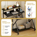 Rolling Computer Desk with Charging Station and Monitor Shelf Storage for Home Office