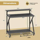 Rolling Computer Desk with Charging Station and Monitor Shelf Storage for Home Office
