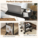Rolling Height Adjustable Sofa End Side Table