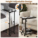 Rolling Height Adjustable Sofa End Side Table