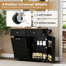 Rolling Kitchen Island with Trash Can Cabinet and Rubber Universal Wheels