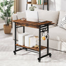 Rolling Laptop Table with Pull-out Keyboard Tray and Hooks