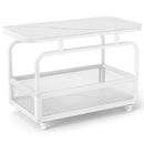 Rolling Side Table with Faux Marble Top and Storage Basket