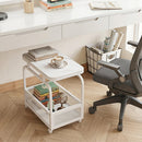 Rolling Side Table with Faux Marble Top and Storage Basket
