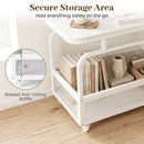 Rolling Side Table with Faux Marble Top and Storage Basket