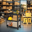 3-Tier Rolling Tool Cart with Spacious Shelves 4 Universal Wheels and 2 Brakes