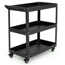 3-Tier Rolling Tool Cart with Spacious Shelves 4 Universal Wheels and 2 Brakes