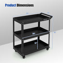 3-Tier Rolling Tool Cart with Spacious Shelves 4 Universal Wheels and 2 Brakes