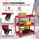 3-Tier Rolling Tool Cart with Spacious Shelves 4 Universal Wheels and 2 Brakes