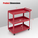 3-Tier Rolling Tool Cart with Spacious Shelves 4 Universal Wheels and 2 Brakes