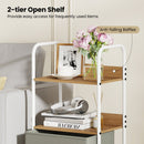 Rolling Utility Storage Cart with 2 Open Shelves and 2 Fabric Drawers-Natural