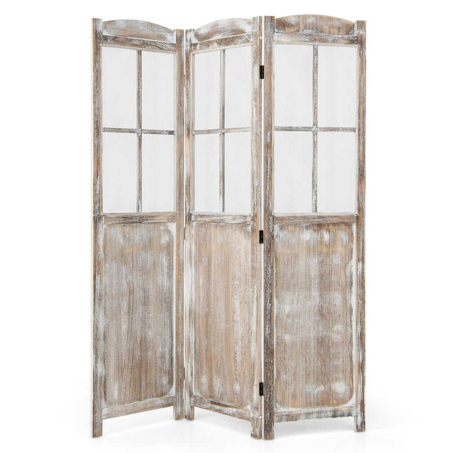 6 Feet Folding Privacy Screen-Coffee