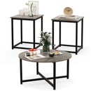 3-Piece Coffee Table Set Round Coffee Table and 2PCS Square End Tables