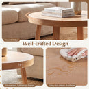 Round Coffee Table for Living Room 30 inch Farmhouse Accent Table with Study Rubber Wood Legs-Yellow