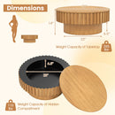 Round Coffee Table with Storage Modern Wooden Drum Coffee Table with Hidden Compartment