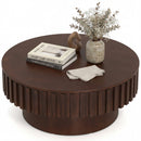 Round Coffee Table with Storage Modern Wooden Drum Coffee Table with Hidden Compartment
