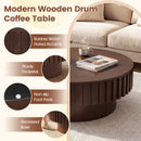 Round Coffee Table with Storage Modern Wooden Drum Coffee Table with Hidden Compartment