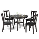 5-Piece Round Dining Table Set Wooden Kitchen Modern Table and 4 Chairs