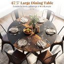 Round Dining Table for 4-6 with Storage Shelf and Metal Legs