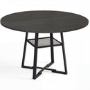 Round Dining Table for 4-6 with Storage Shelf and Metal Legs